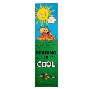 Vintage 90s Reading is Cool Bookmark paperboard Bear Boat, 1990 Troll Associates